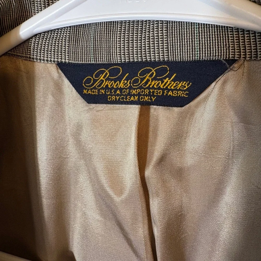 Brooks Brothers 43L Gray Glen Plaid Wool‎ Cotton Blend Blazer Made in USA